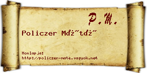 Policzer Máté névjegykártya